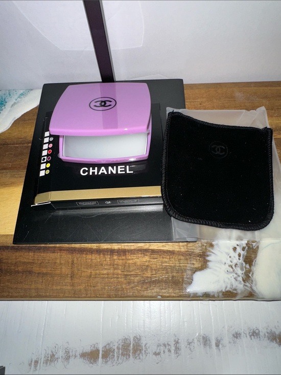 CHANEL Other - CHANEL Lavender Compact Mirror with Black Velvet Pouch